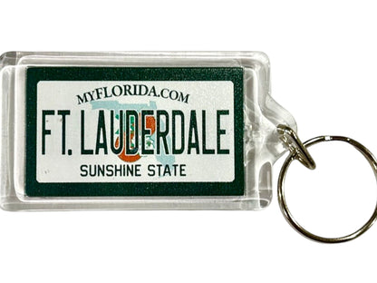 Fort Lauderdale Florida License Plate Acrylic Rectangular Souvenir Keychain 2.5" X 1.5"