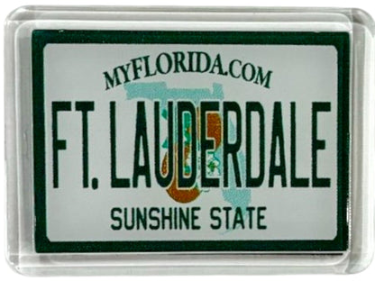 Fort Lauderdale Florida License Plate Acrylic Small Fridge Collector's Souvenir Magnet 2.35" X 1.75"