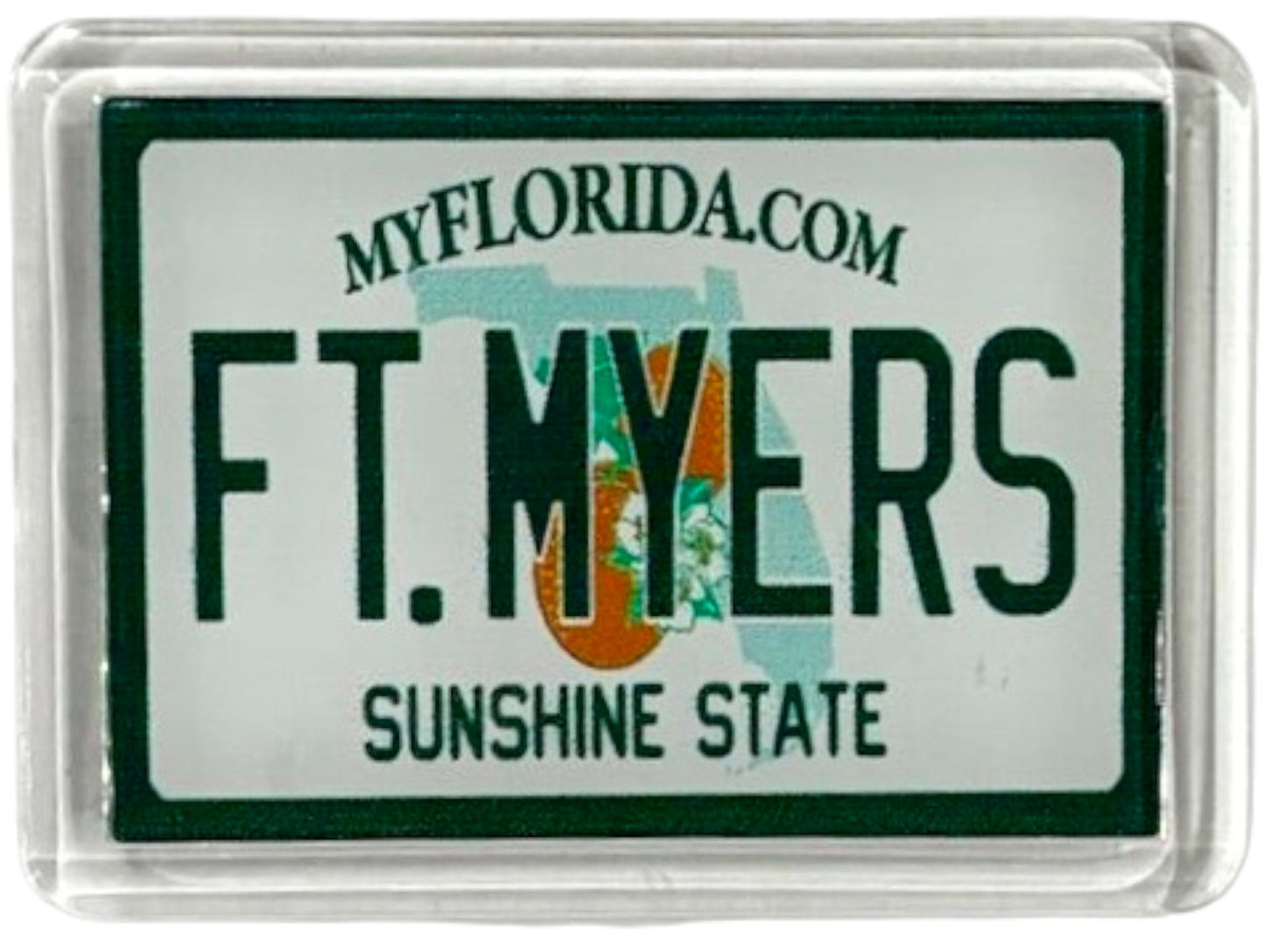Fort Myers (Ft. Myers) Florida License Plate Acrylic Small Fridge Collector's Souvenir Magnet 2.35" X 1.75"