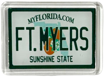 Fort Myers (Ft. Myers) Florida License Plate Acrylic Small Fridge Collector's Souvenir Magnet 2.35" X 1.75"