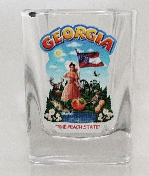 Georgia State Montage Square Shot Glass