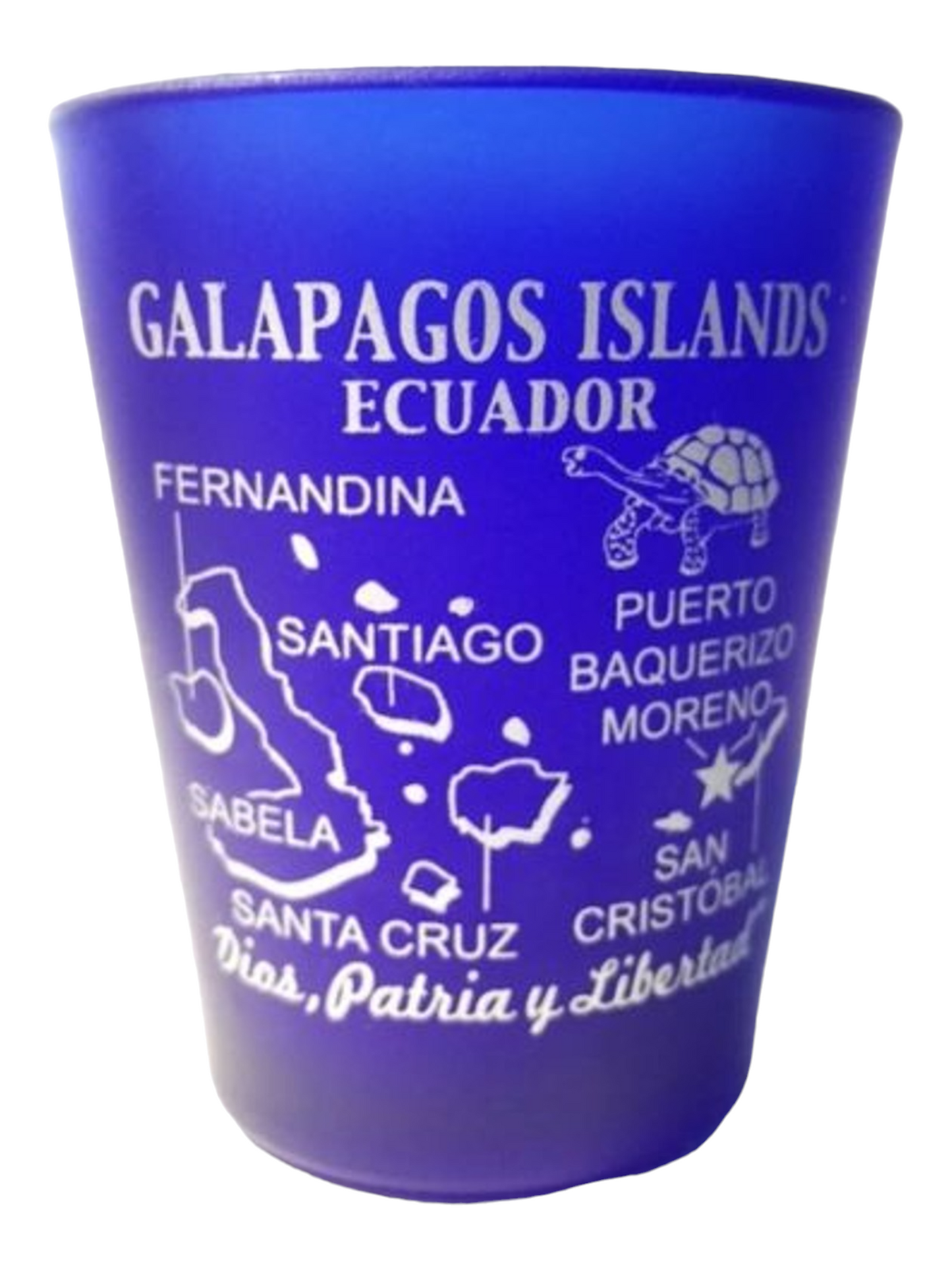 Galapagos Islands Ecuador Cobalt Blue Frosted Shot Glass