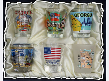 Georgia United States USA Souvenir Boxed Shot Glass Set (Set of 6)