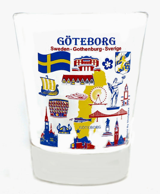 Gothenburg (Goteborg) Sweden Landmarks and Icons Collage Shot Glass