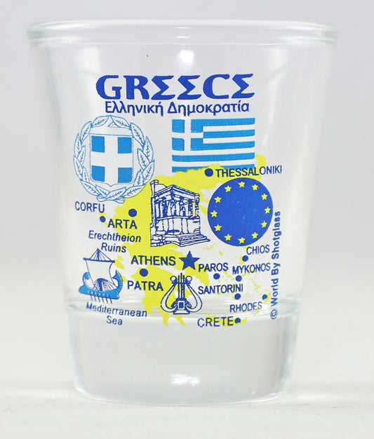 Greece EU Series Landmarks and Icons Collage Shot Glass