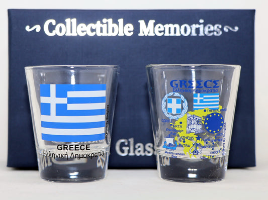 Greece Souvenir Boxed Shot Glass Set (Set of 2)