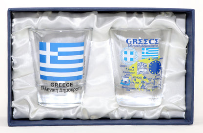 Greece Souvenir Boxed Shot Glass Set (Set of 2)