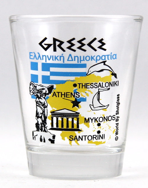 Greece Landmarks And Icons Collage Shot Glass