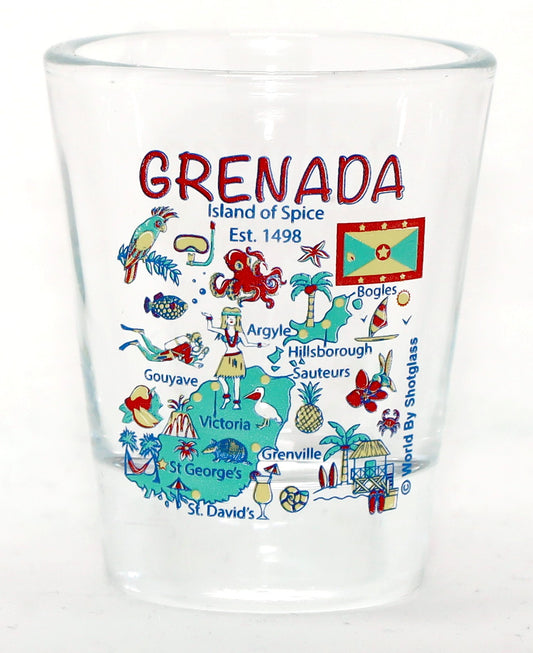 Grenada Landmarks and Icons Collage Shot Glass