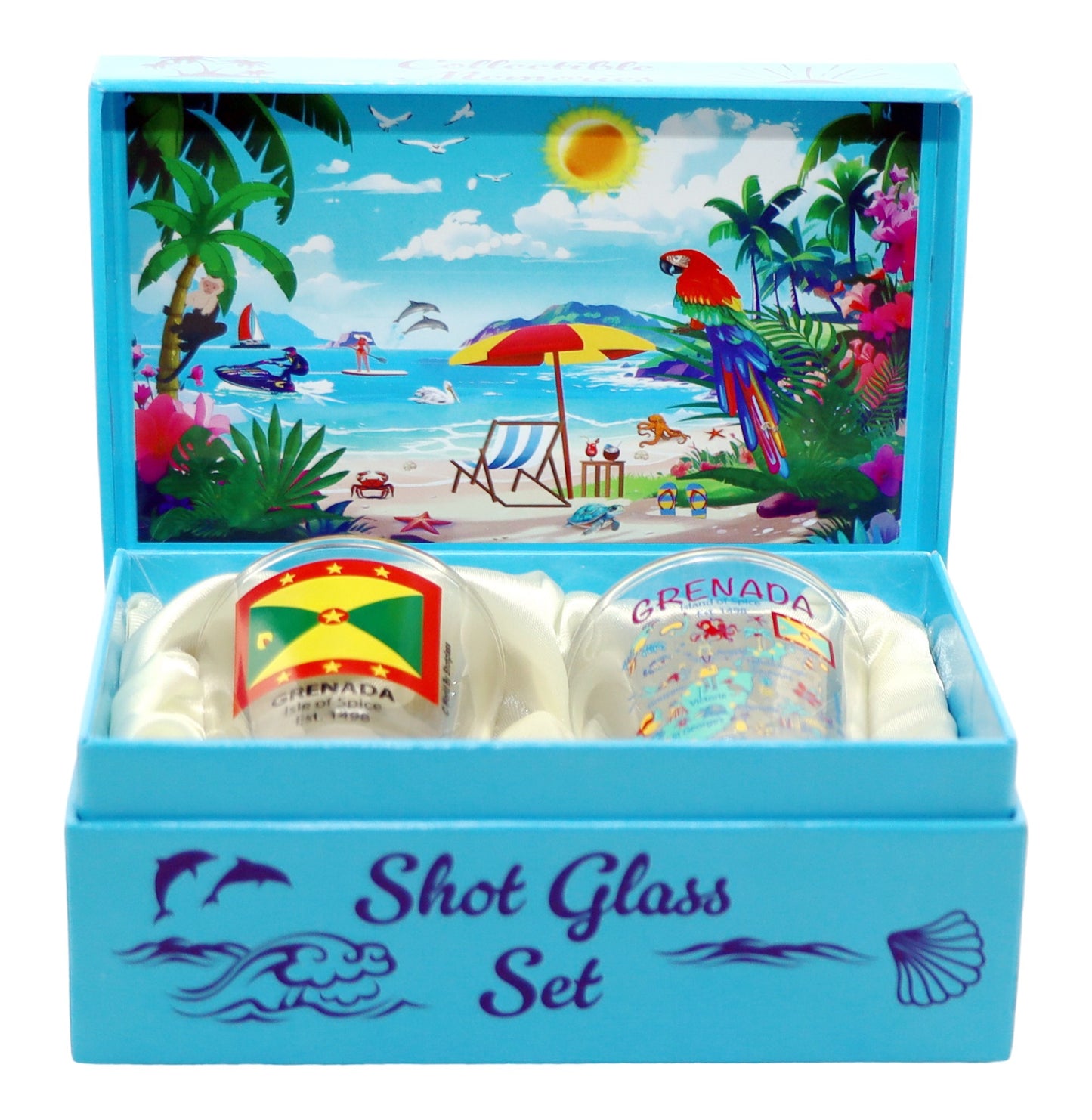 Grenada Caribbean Shot Glass Boxed Set (Set of 2)