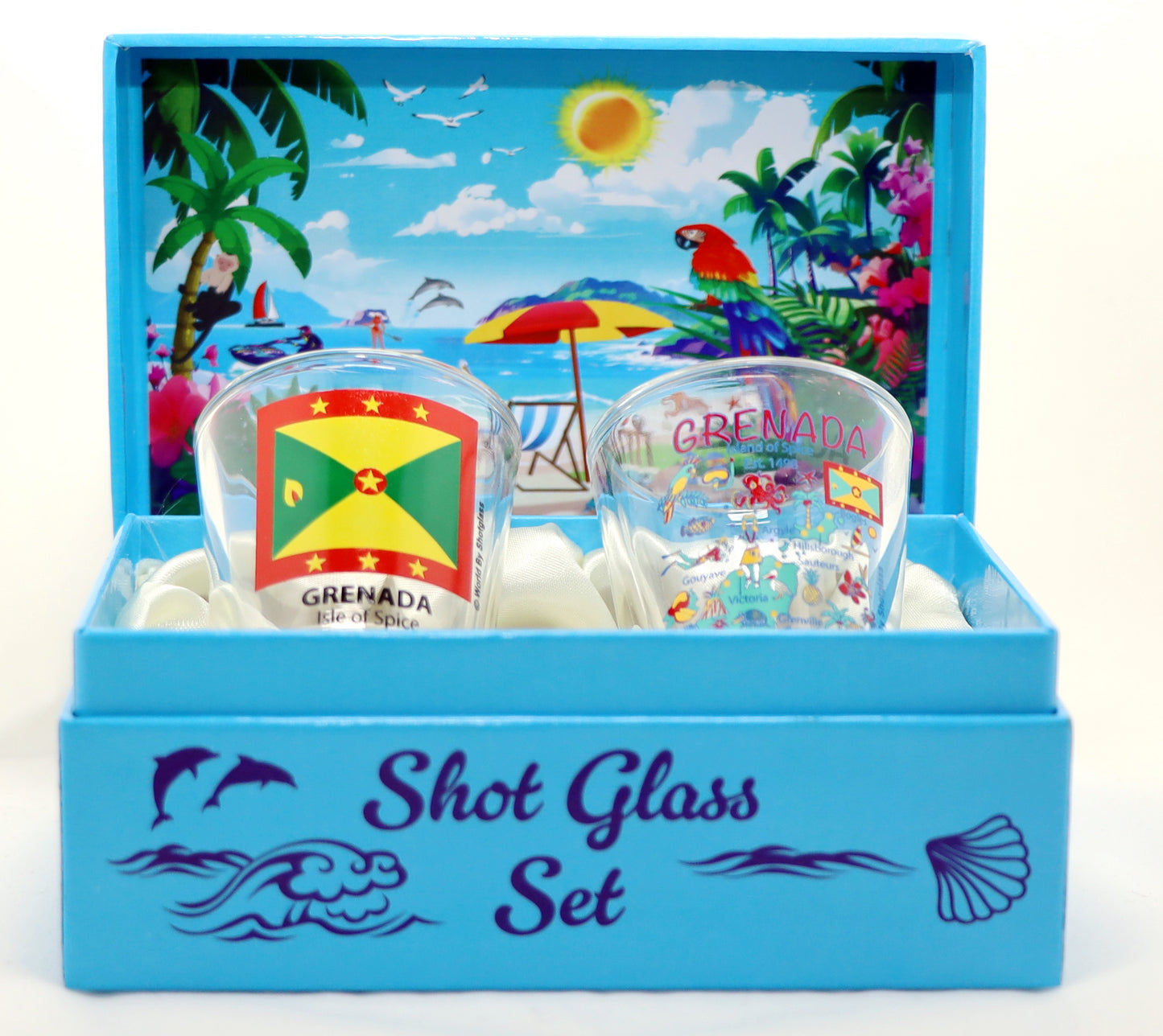 Grenada Caribbean Shot Glass Boxed Set (Set of 2)