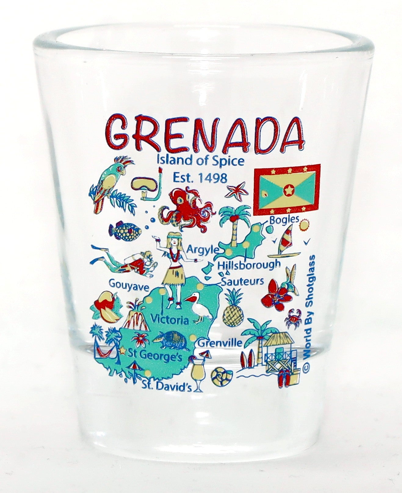 Grenada Caribbean Shot Glass Boxed Set (Set of 2)