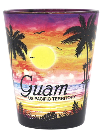 Guam US Pacific Territory Palm Sunset Shot Glass