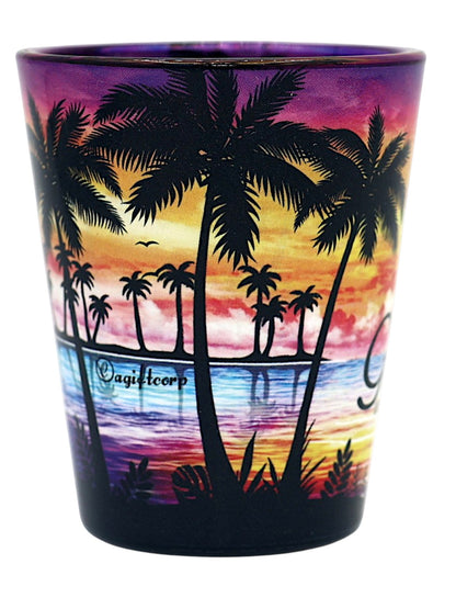 Guam US Pacific Territory Palm Sunset Shot Glass