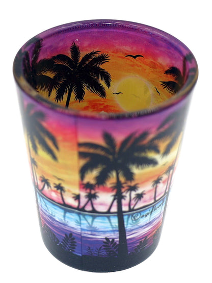 Guam US Pacific Territory Palm Sunset Shot Glass