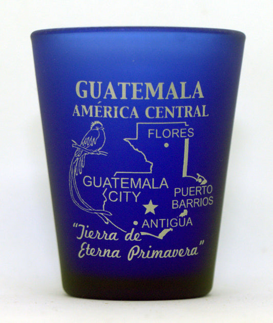 Guatemala Central America Cobalt Blue Frosted Shot Glass