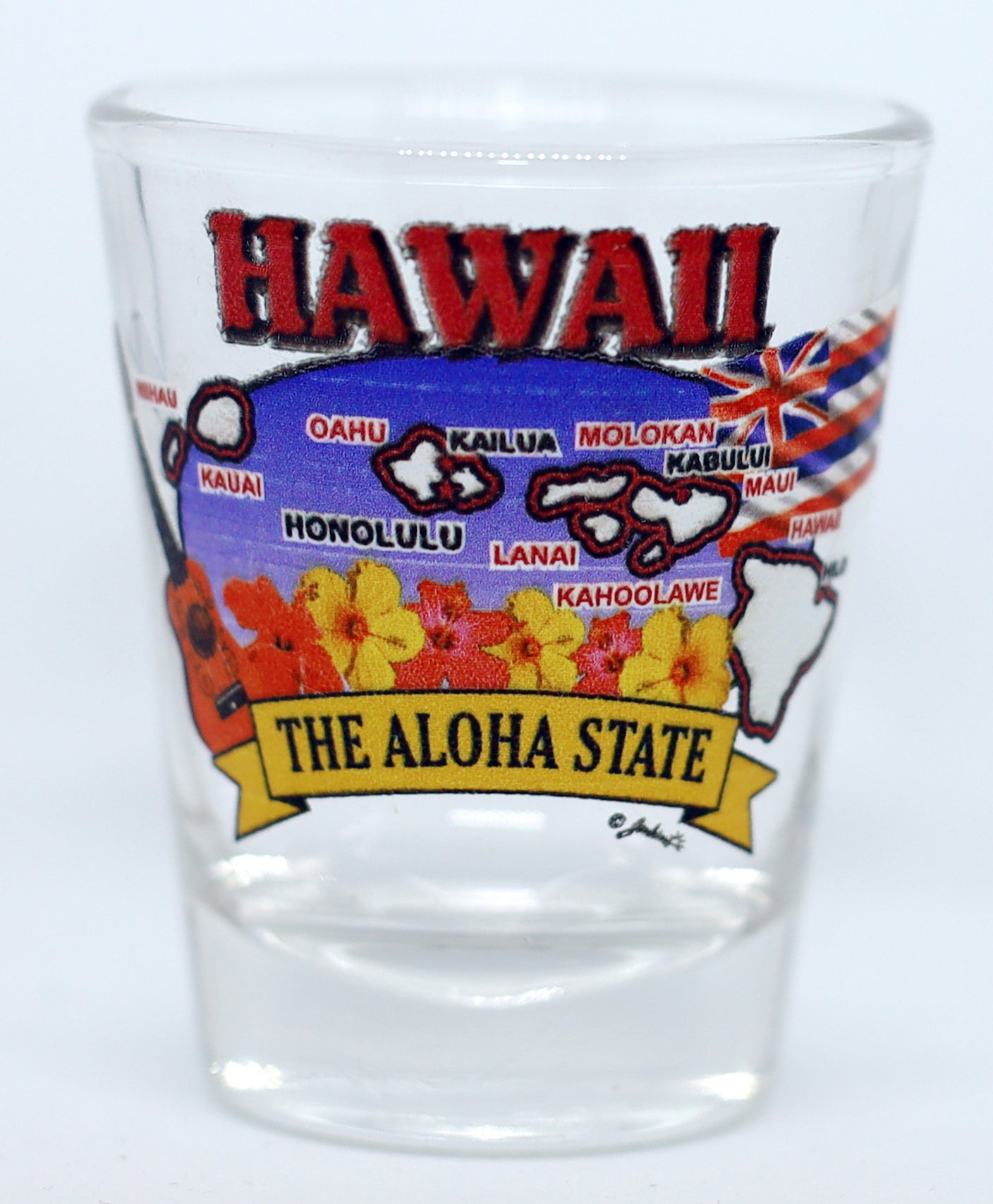 Hawaii State Elements Map Shot Glass