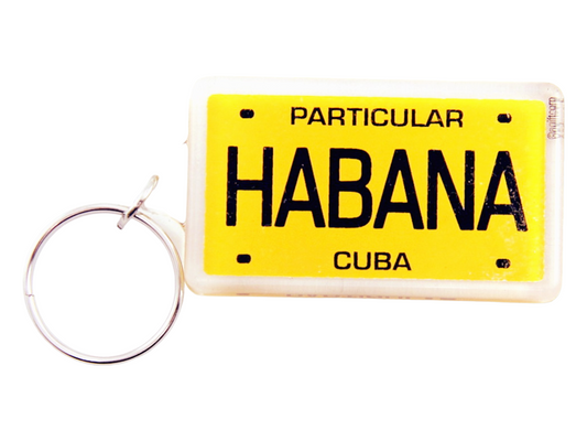 Havana Cuba License Plate Acrylic Rectangular Souvenir Keychain 2.5 inches X 1.5 inches