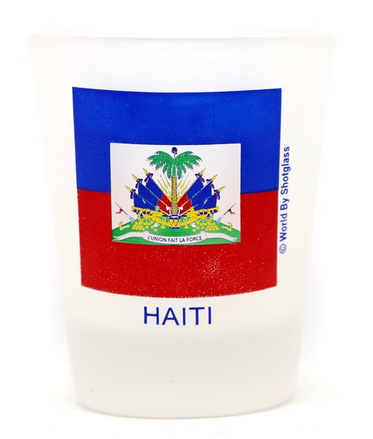 Haiti Flag Frosted Shot Glass