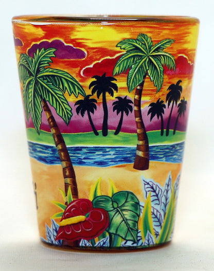 Haiti Yellow Palms In-and-Out Shot Glass