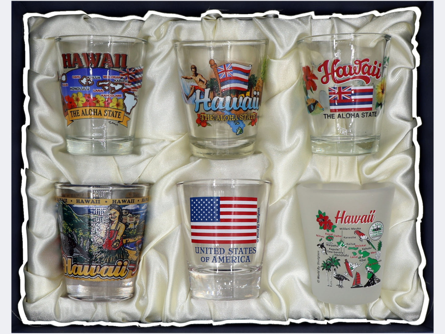 Hawaii United States USA Souvenir Boxed Shot Glass Set (Set of 6)