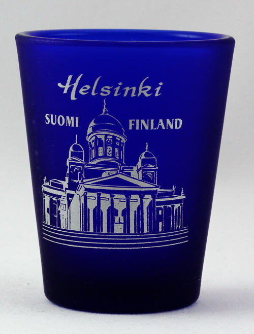 Helsinki Finland Cobalt Blue Frosted Shot Glass