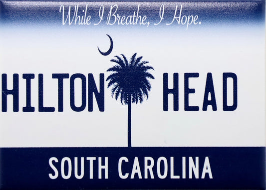 Hilton Head South Carolina License Plate Fridge Collector's Souvenir Magnet 2.5 inches X 3.5 inches