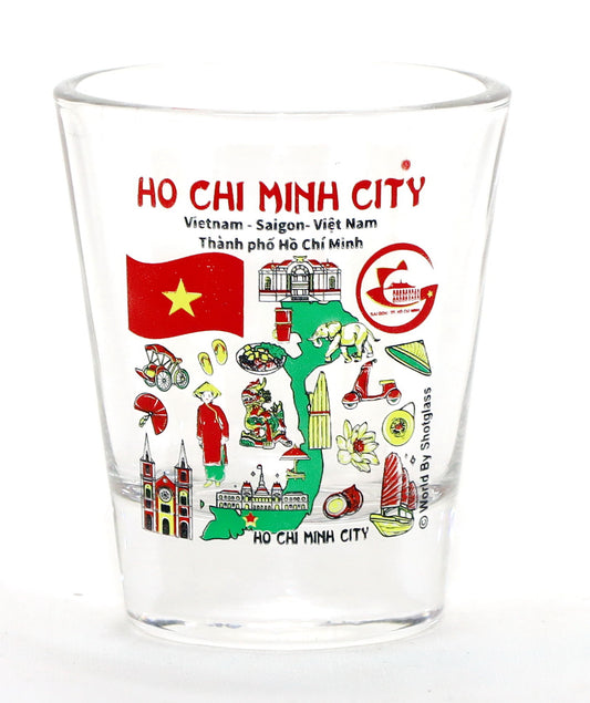 Ho Chi Minh City Vietnam Landmarks and Icons Collage Shot Glass