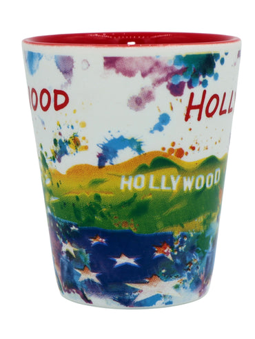 Hollywood California Ceramic Light Water Color Shot Glass