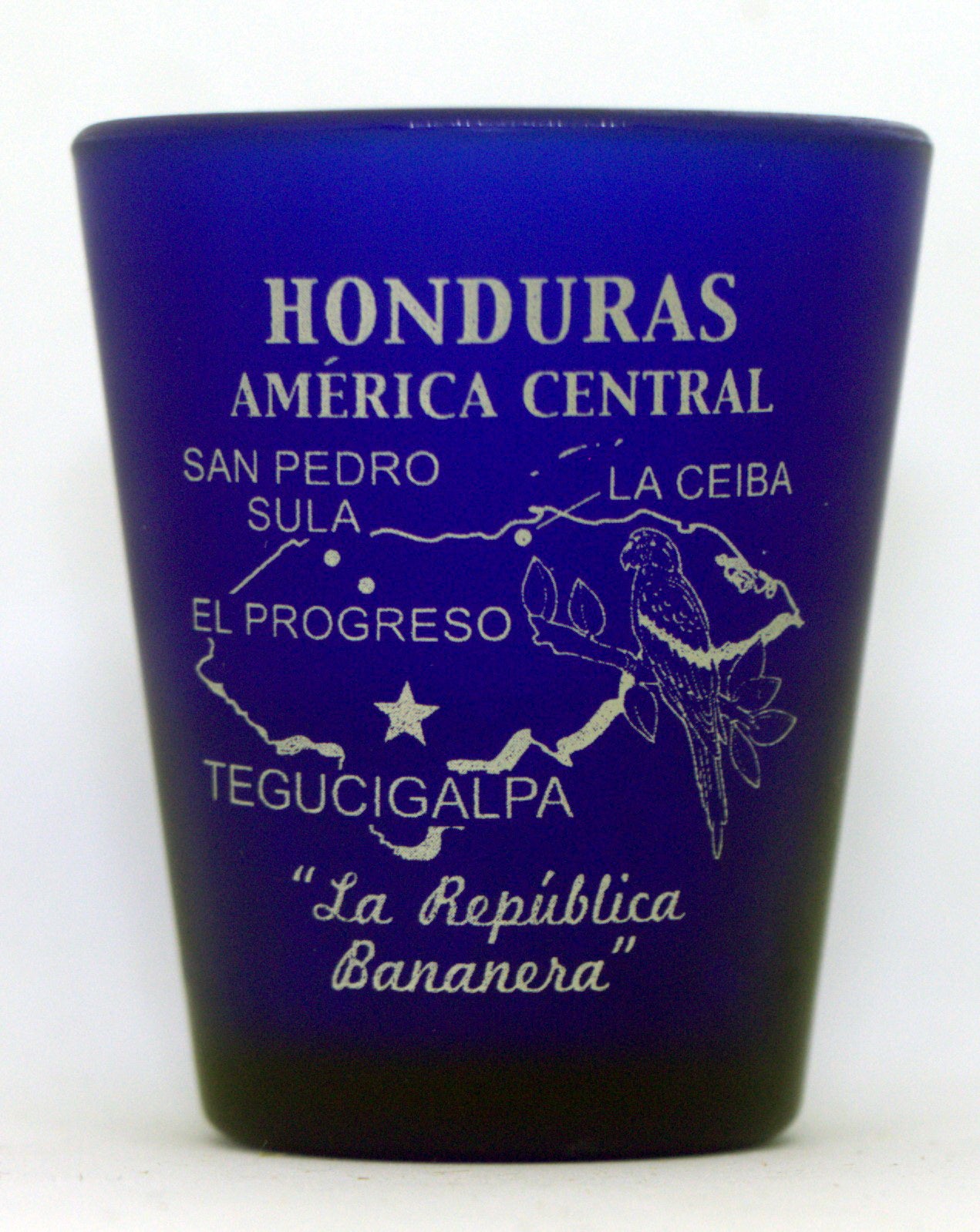 Honduras Central America Cobalt Blue Frosted New Shot Glass