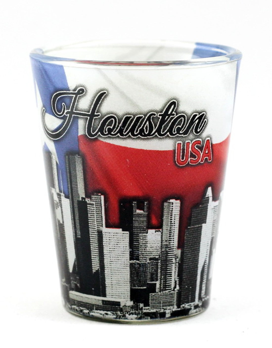 Houston Texas Flag and Skyline Collage Shot Glass