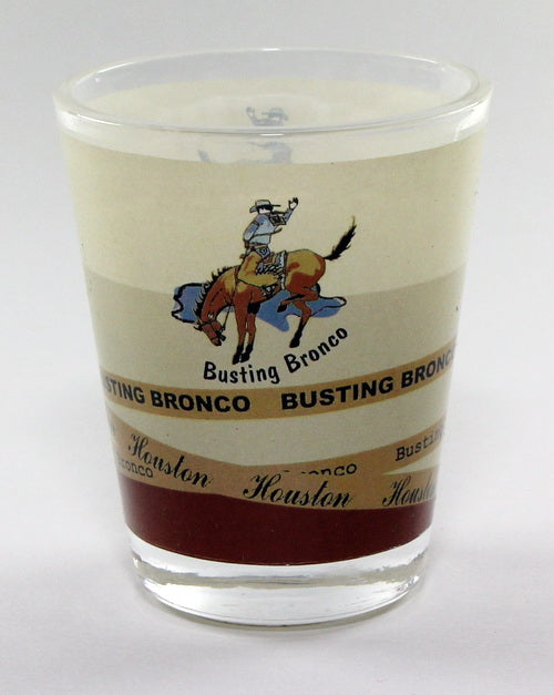 Houston Texas Busting Bronco Shot Glass ctm