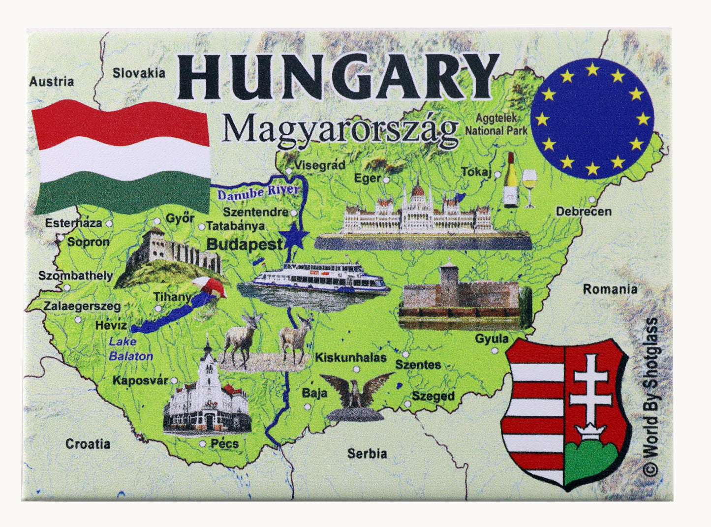 Hungary EU Series Souvenir Fridge Magnet 2.5 inches X 3.5 inches