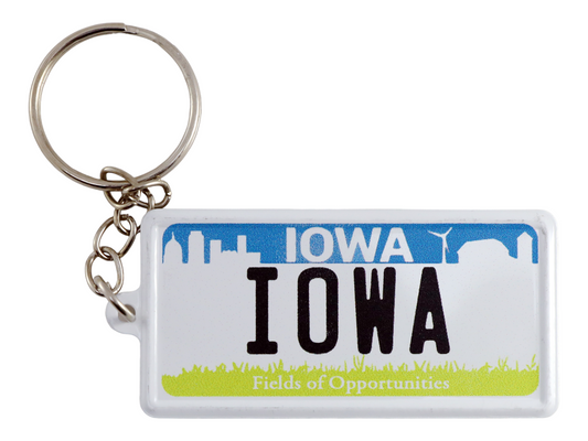 Iowa License Plate Aluminum Ultra-Slim Rectangular Souvenir Keychain 2.5" X 1.25"x 0.06"