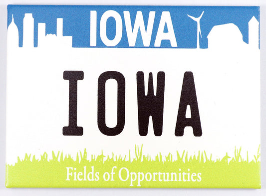 Iowa License Plate Fridge Collector's Souvenir Magnet 2.5" X 3.5"