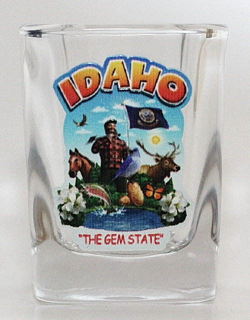 Idaho State Montage Square Shot Glass