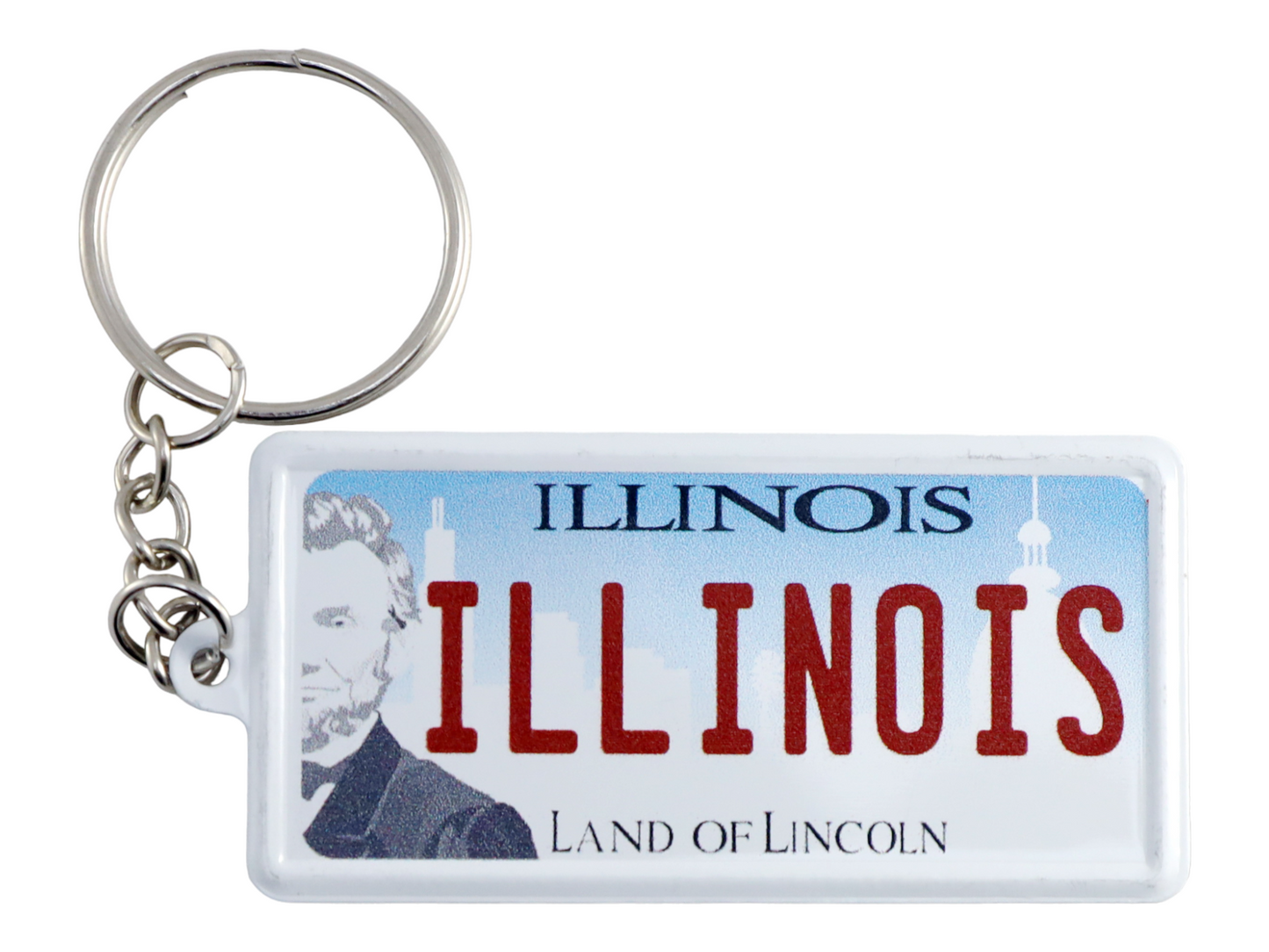 Illinois License Plate Aluminum Ultra-Slim Rectangular Souvenir Keychain 2.5" X 1.25"x 0.06"