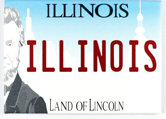 Illinois License Plate Fridge Collector's Souvenir Magnet 2.5" X 3.5"