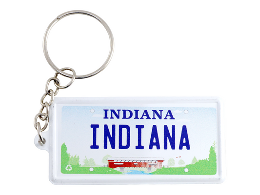 Indiana License Plate Aluminum Ultra-Slim Rectangular Souvenir Keychain 2.5" X 1.25"x 0.06"