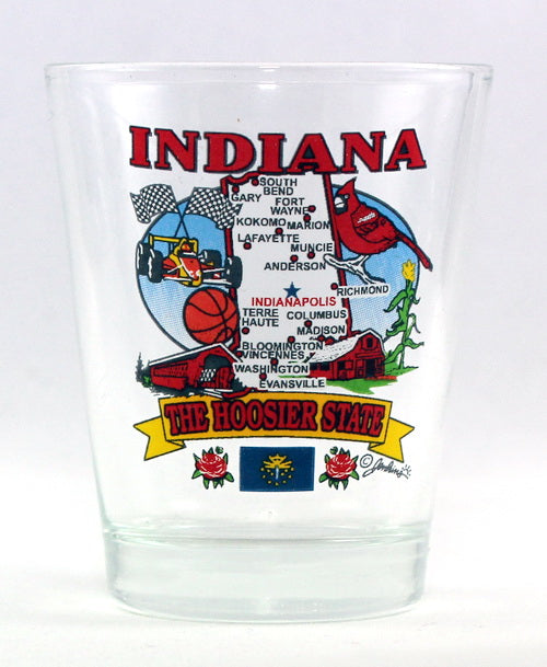 Indiana State Elements Map Shot Glass