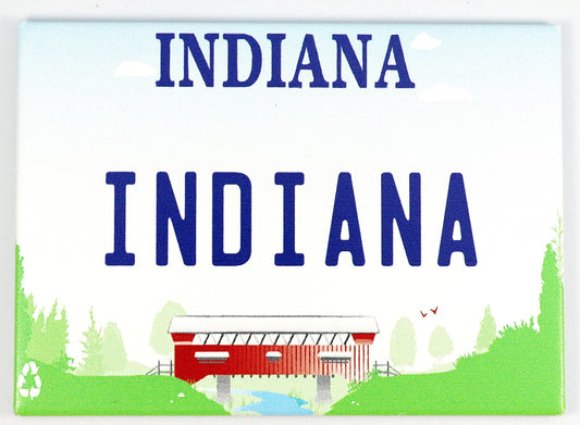 Indiana License Plate Fridge Collector's Souvenir Magnet 2.5" X 3.5"