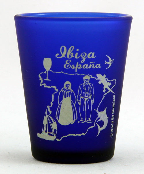 Ibiza Spain Cobalt Blue Frosted Shot Glass