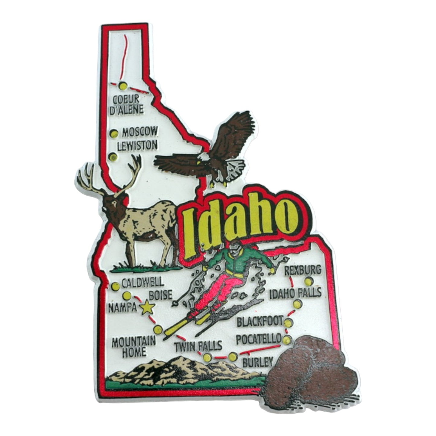 Idaho State Map and Landmarks Collage Fridge Collectible Souvenir Magnet