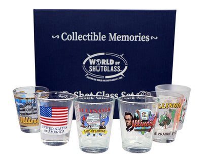 Illinois United States USA Souvenir Boxed Shot Glass Set (Set of 6)