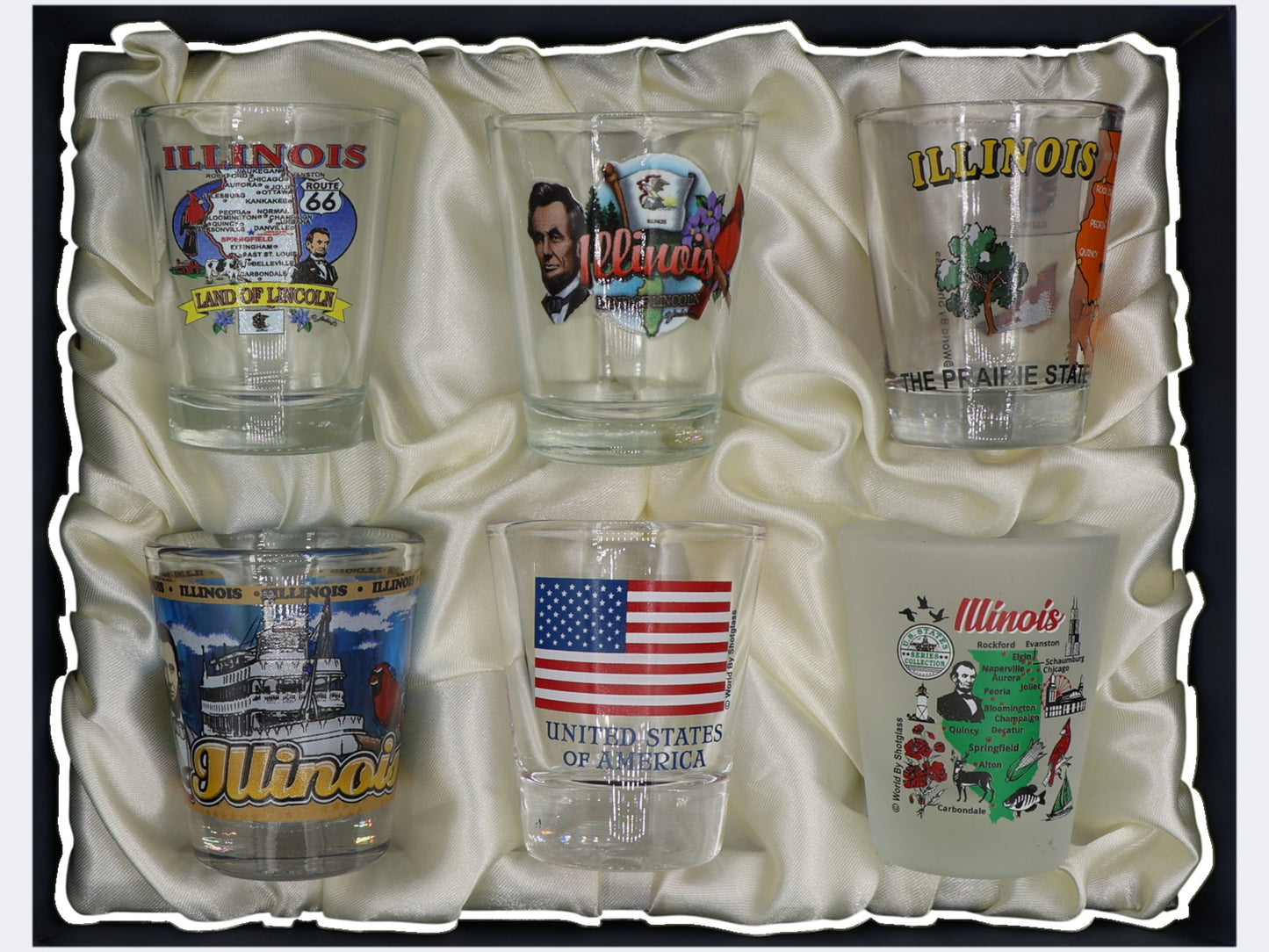 Illinois United States USA Souvenir Boxed Shot Glass Set (Set of 6)