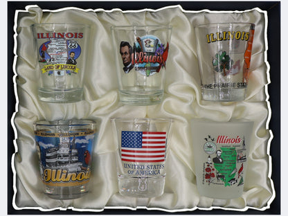 Illinois United States USA Souvenir Boxed Shot Glass Set (Set of 6)