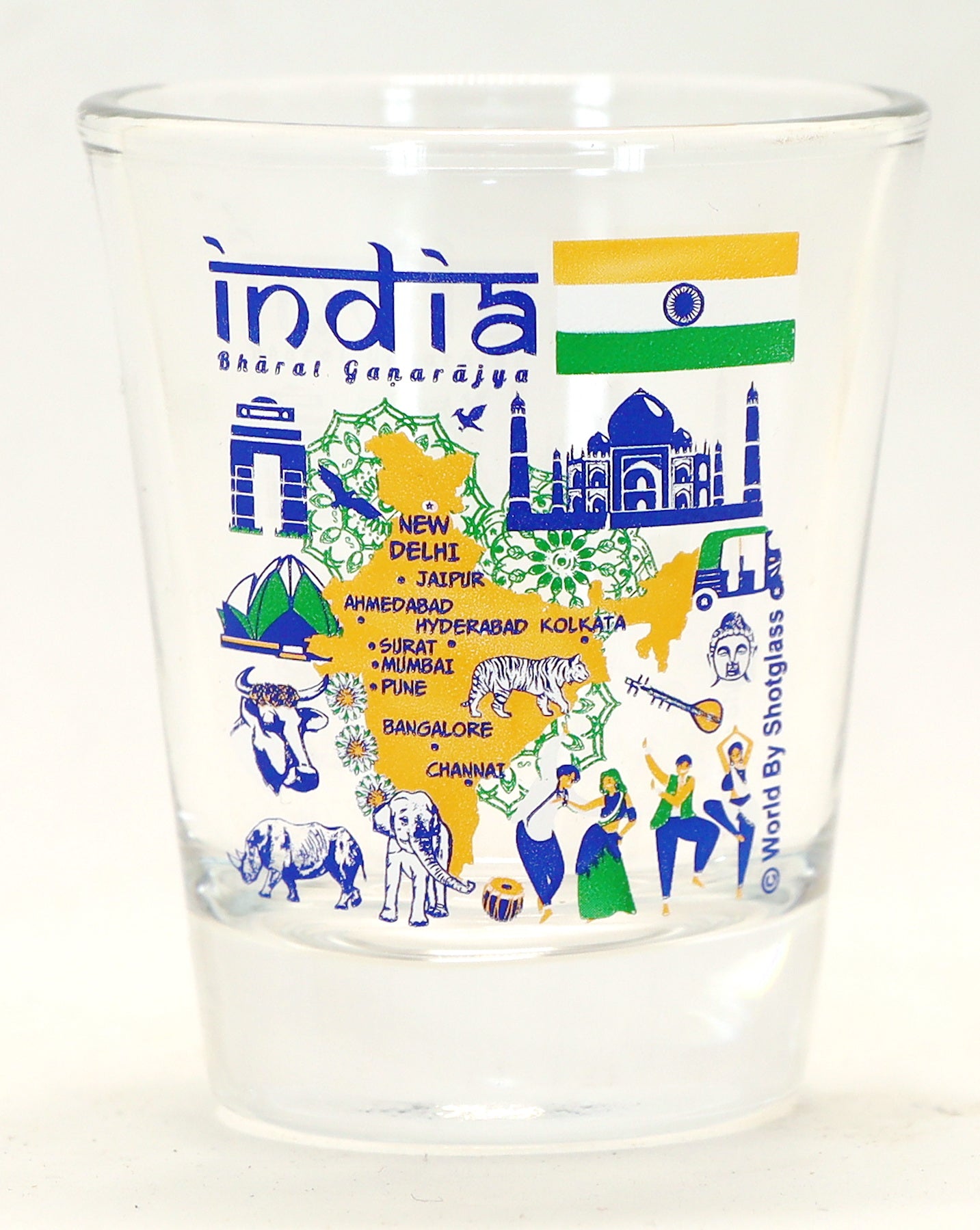 India Landmarks and Icons Collage Shot Glass