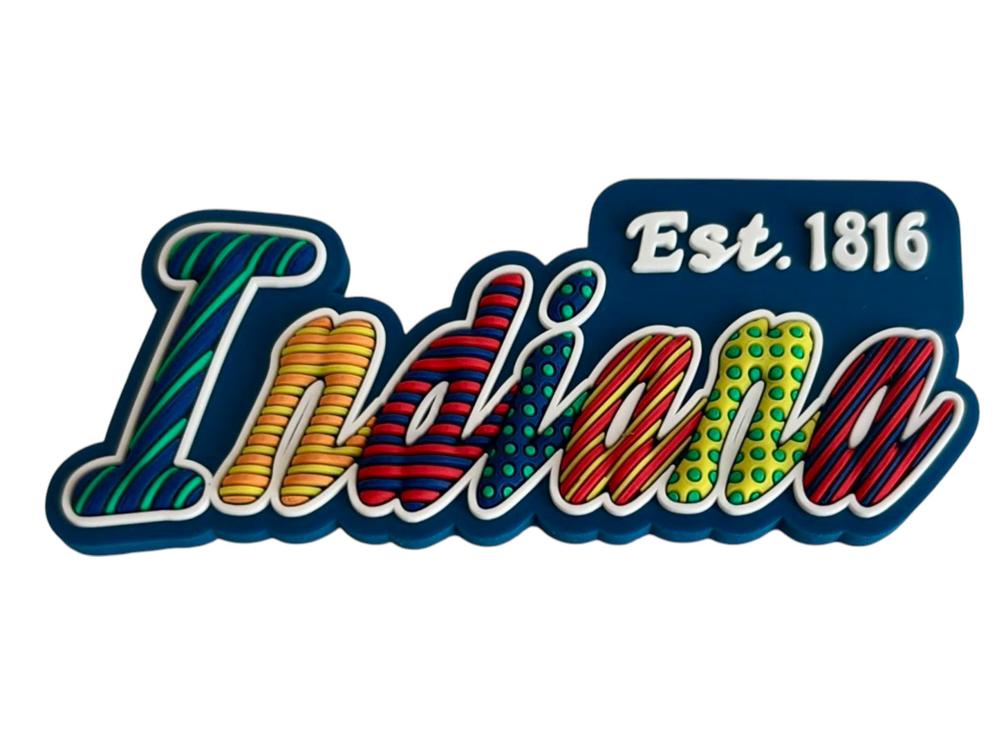 Indiana Festive Multicolor Letters Fridge Designer Magnet 3.25" x 1.25"