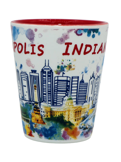 Indianapolis Indiana Light Water Color Red Inside Shot Glass