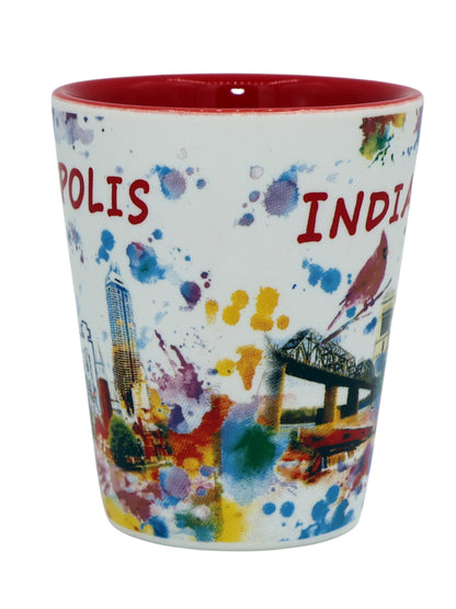 Indianapolis Indiana Light Water Color Red Inside Shot Glass